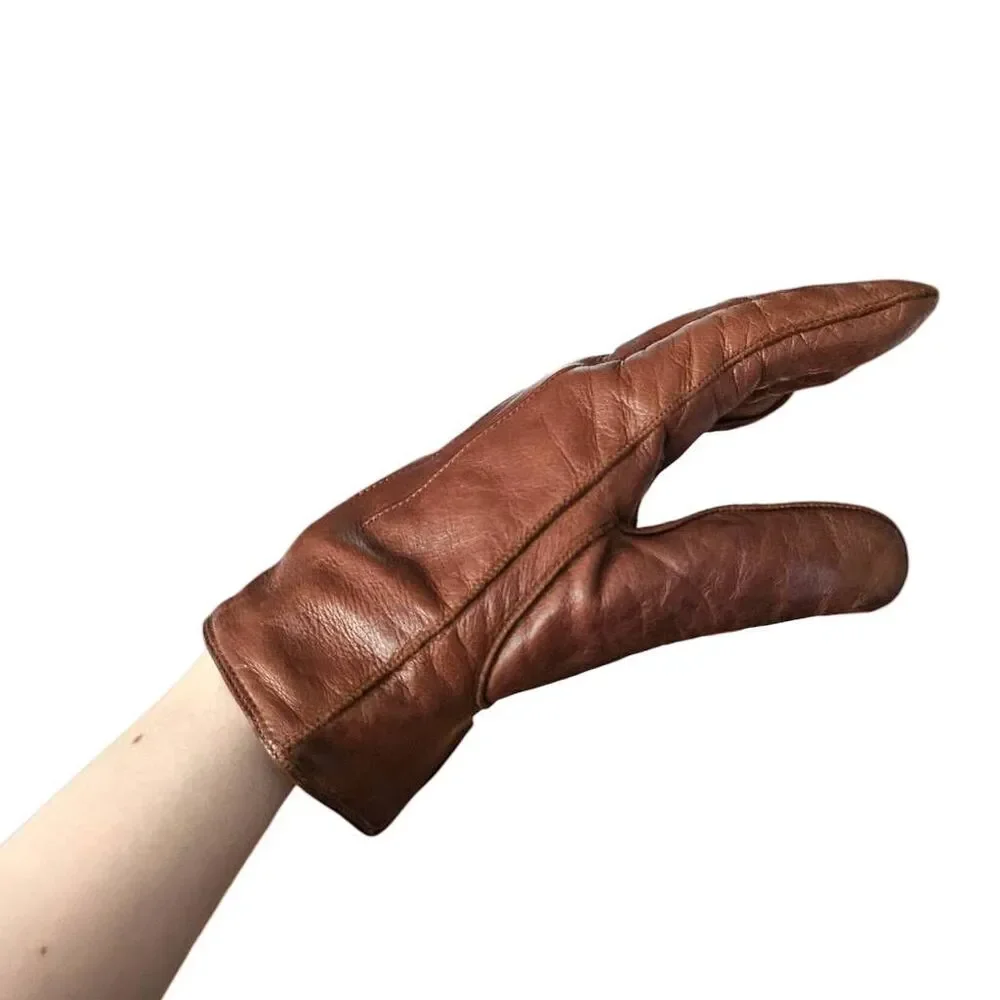 vintage coach leather + cashmere gloves